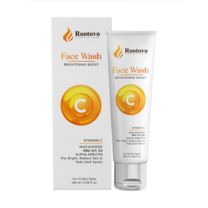 rootovo brightening boost vitamin c face wash with niacinamide, alpha arbutin & pro vitamin b5 | brightening, deep cleansing & hydrating face cleanser for glowing skin, even toned & fresh skin| all skin types| face wash for women & men – 100m