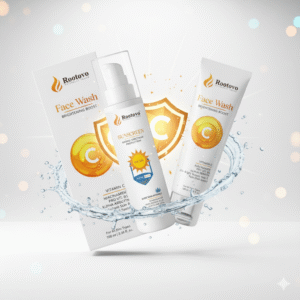 rootovo daily radiance & protection duo | vitamin c brightening face wash & spf 50+ pa+++ sunscreen | ultimate glow, deep cleanse, uva/uvb & blue light protection | for all skin types