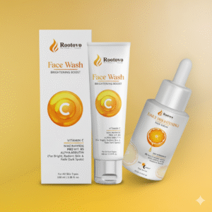 rootovo daily radiance & protection duo | vitamin c brightening face wash & spf 50+ pa+++ sunscreen | ultimate glow, deep cleanse, uva/uvb & blue light protection | for all skin types (copy)